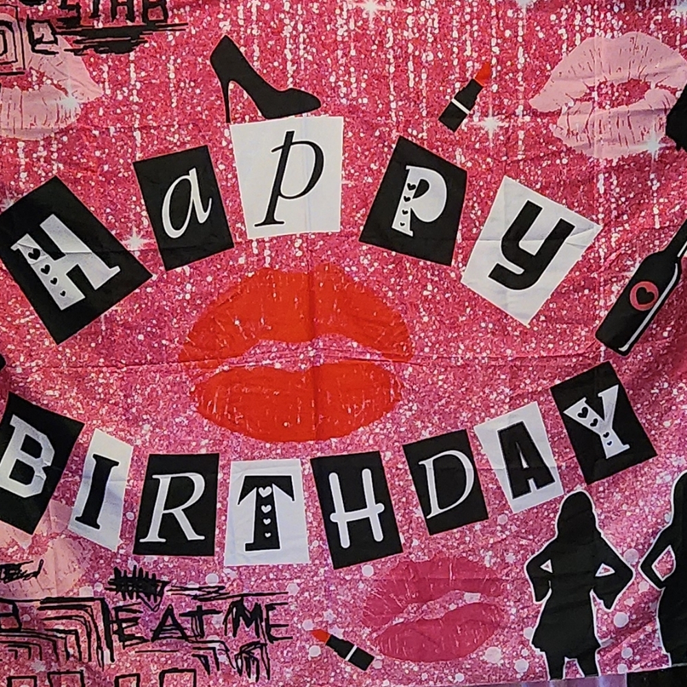 Pink Happy Birthday Backdrop
